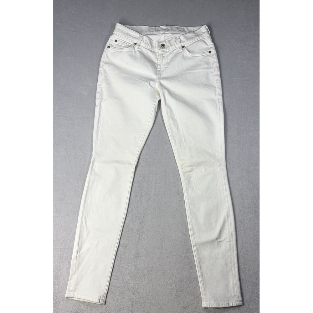 7 For All Mankind Jeans Womens Size 26 White Skinny Mid Rise Stretch